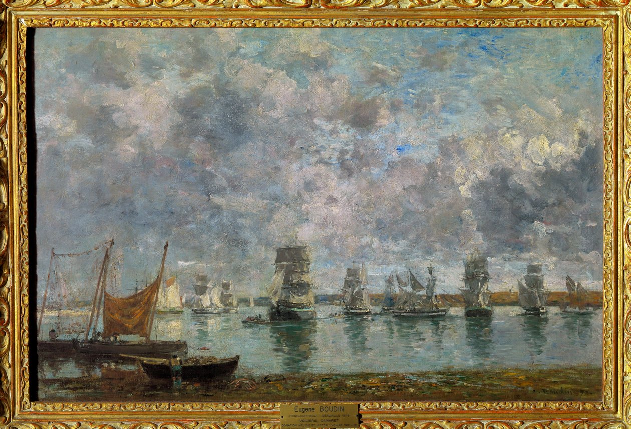 Veleiros, Barcos Camaret a Camaret sur Mer (Camaret-sur-Mer, Finistere) Pintura de Eugene Louis Boudin (1824-1898) 1872 Dim 0,50 x 0,76 m Paris musee du Louvre Menção obrigatória: Doação Helene e Victor Lyon de Eugene Louis Boudin