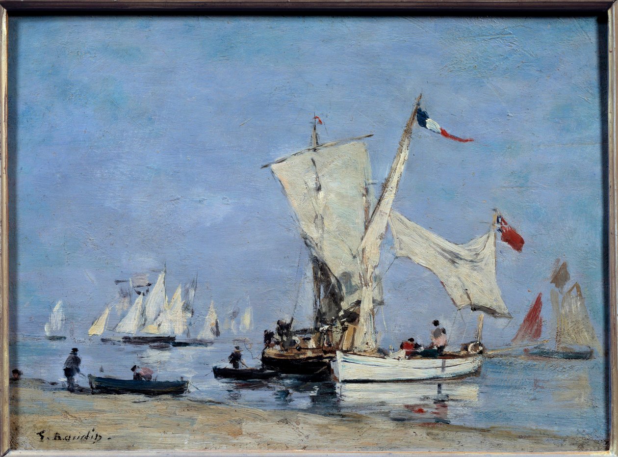 Veleiros Pintura por Eugene Louis Boudin (1824-1898) 1869 Sol. 0,24x0,33 m Paris, musee d