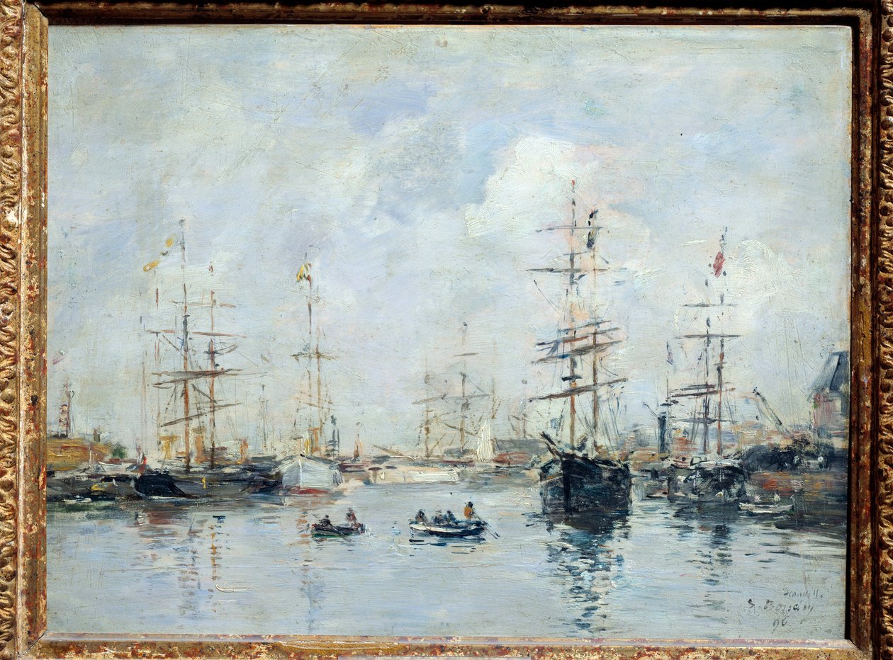 Veleiros no porto, Deauville em 1896 Pintura de Eugene Louis Boudin (1824-1898) 1896 Sol. 0,26 X 0,35 m Lyon, musee des Beaux Arts de Eugene Louis Boudin