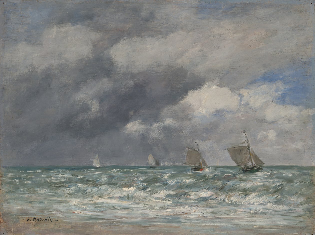 Veleiros perto de Trouville, c.1885-90 de Eugene Louis Boudin