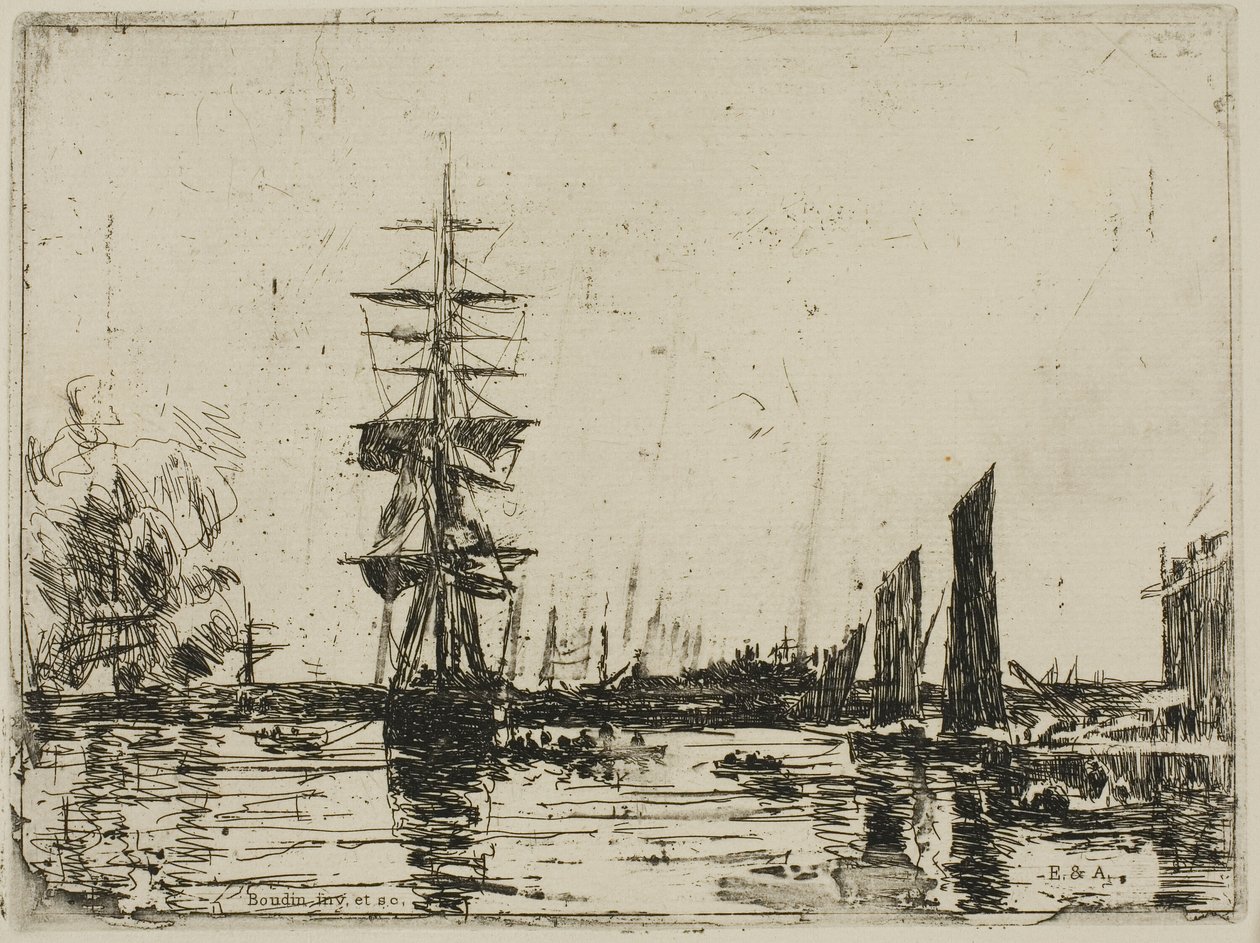 Seascape com barcos de Eugene Louis Boudin