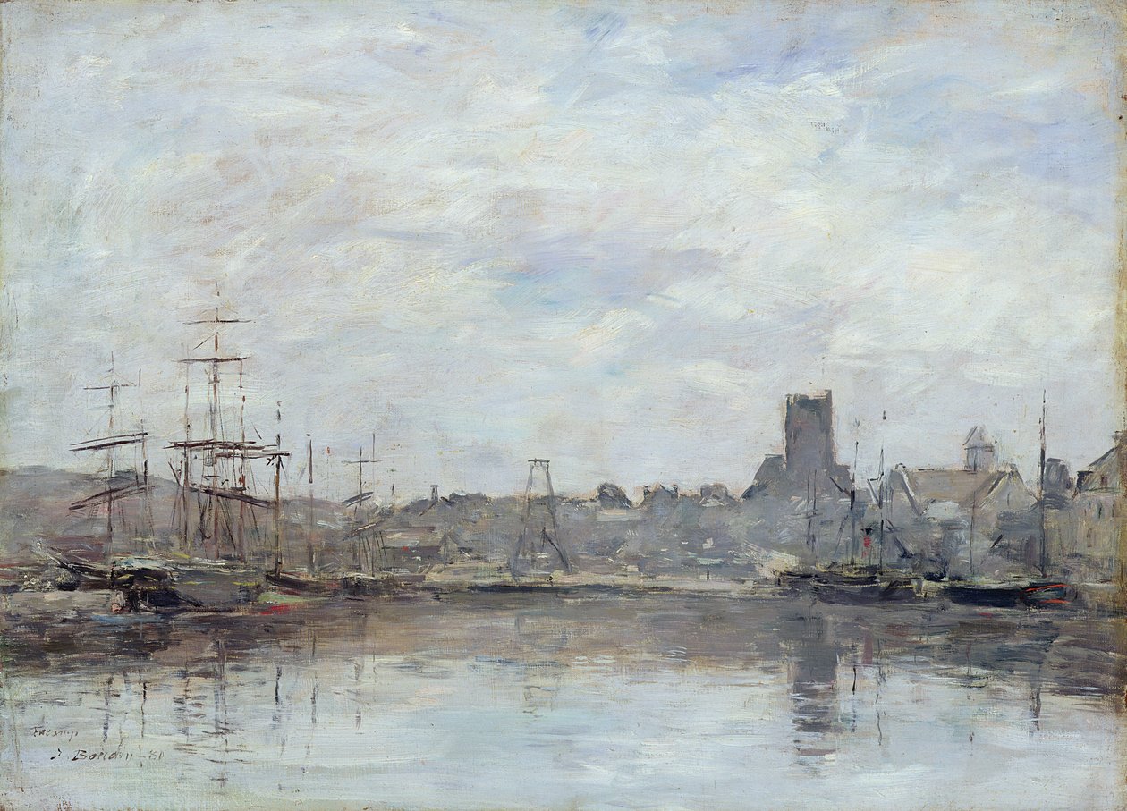 Manhã de setembro: Porto de Fecamp de Eugene Louis Boudin