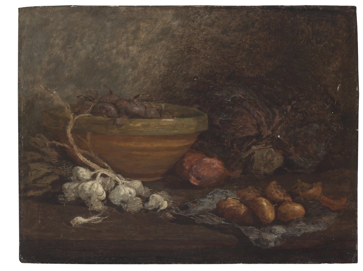 Natureza morta com cebola, c.1853-56 de Eugene Louis Boudin