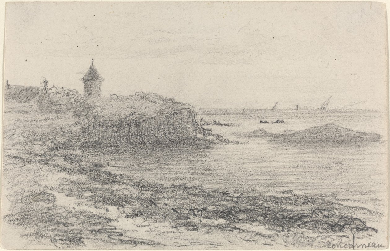 A Costa de Concarneau, meados do século XIX. de Eugene Louis Boudin