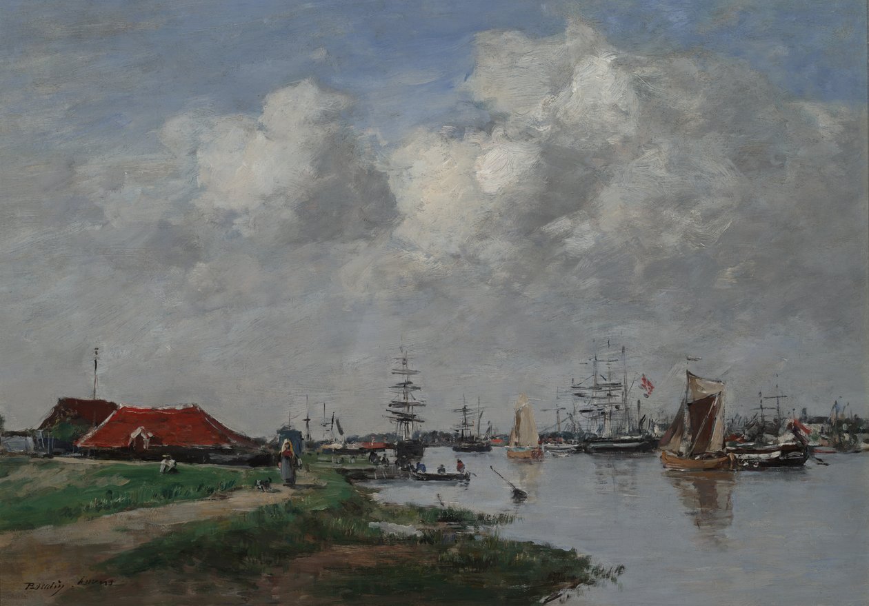 O rio Escaut em Antuérpia, c.1871-74 de Eugene Louis Boudin