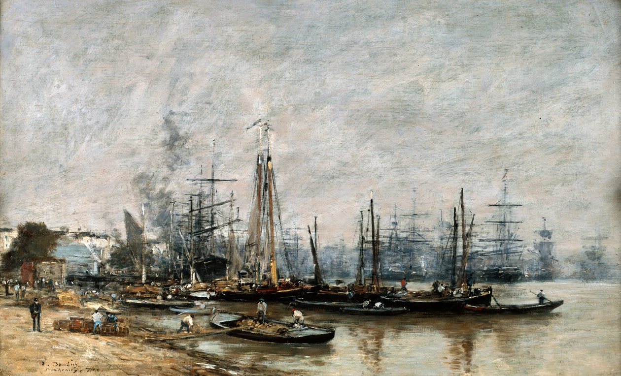 O porto de Bordeaux, 1874 de Eugene Louis Boudin