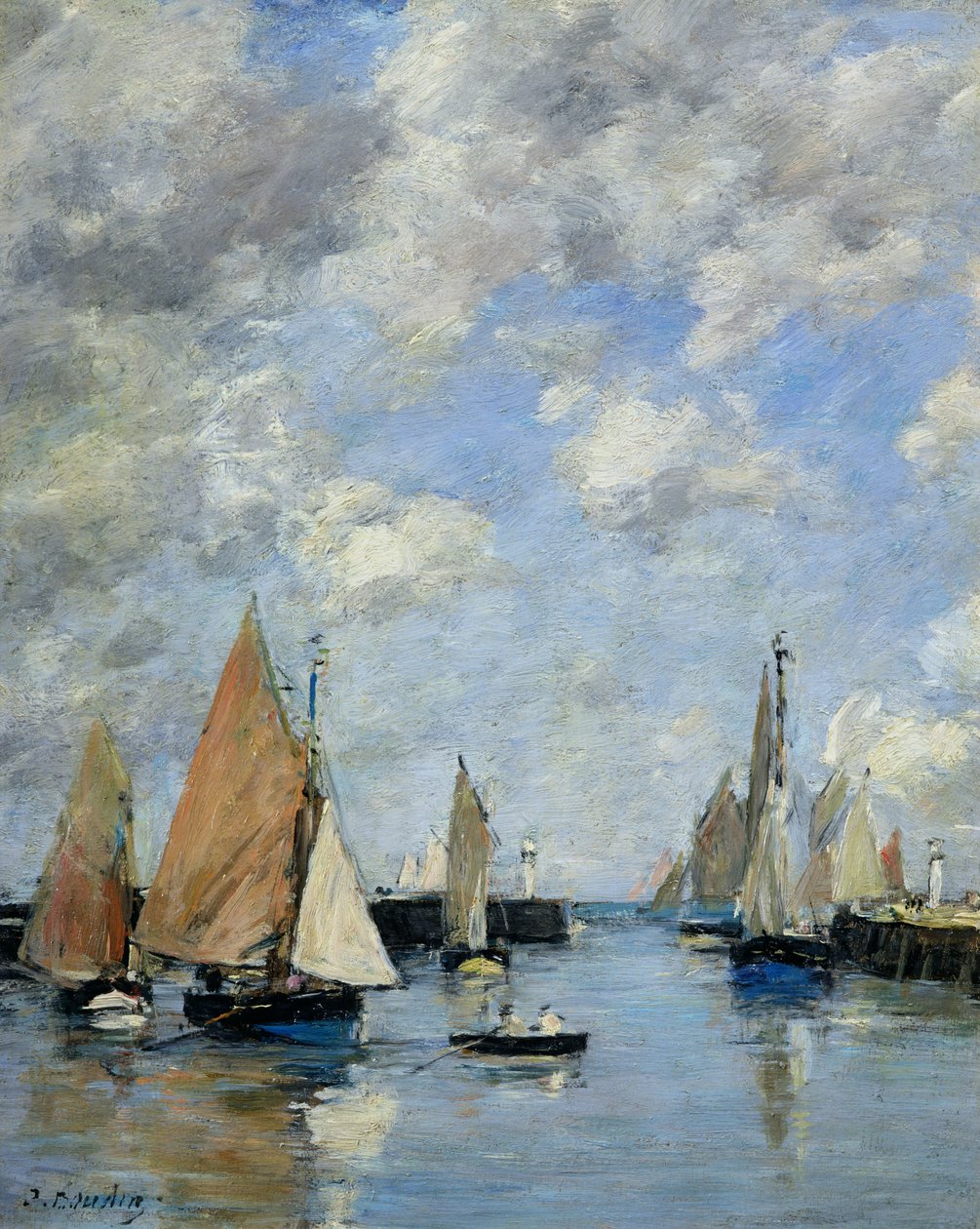 O molhe na maré alta, Trouville de Eugene Louis Boudin