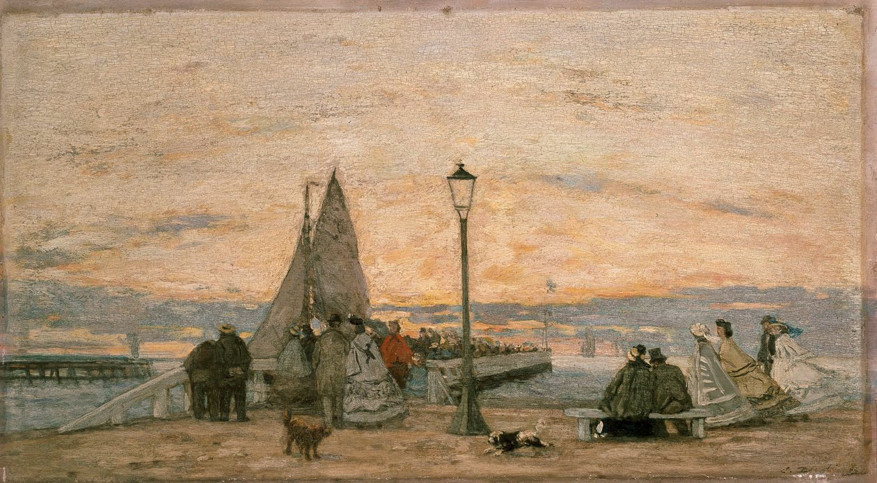 O Jetty em Trouville: Sunset, 1862 de Eugene Louis Boudin