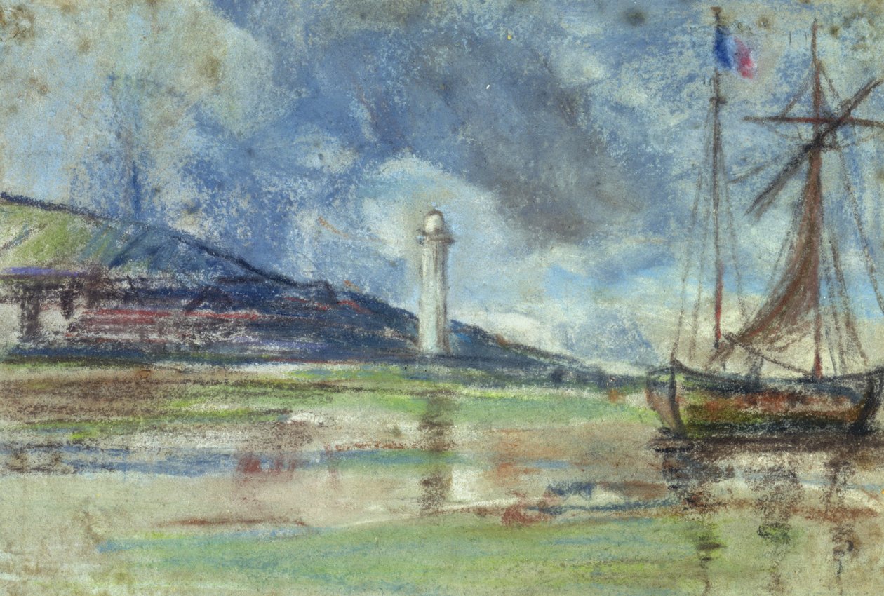 O Farol de Honfleur (pastel sobre papel) de Eugene Louis Boudin