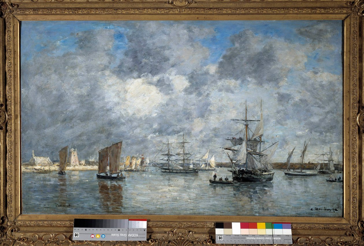 A Pintura do Porto de Carnaret de Eugene Louis Boudin (1824-1898). 1872. Dim. 0,55 x 0,89 m. Paris, Musee d