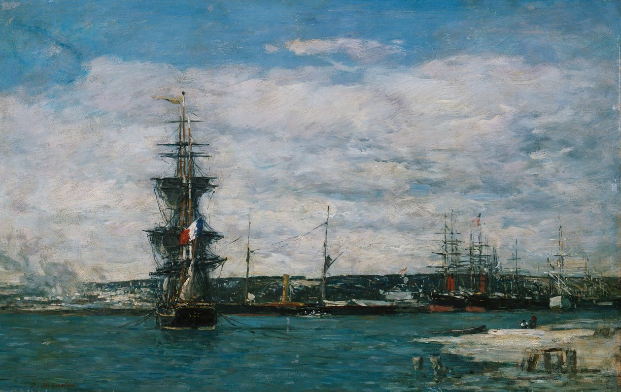 O porto de Havre, c.1864-66 de Eugene Louis Boudin