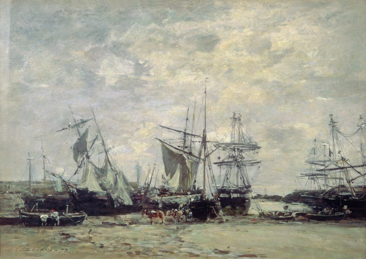 O porto de Portieux, 1873 de Eugene Louis Boudin