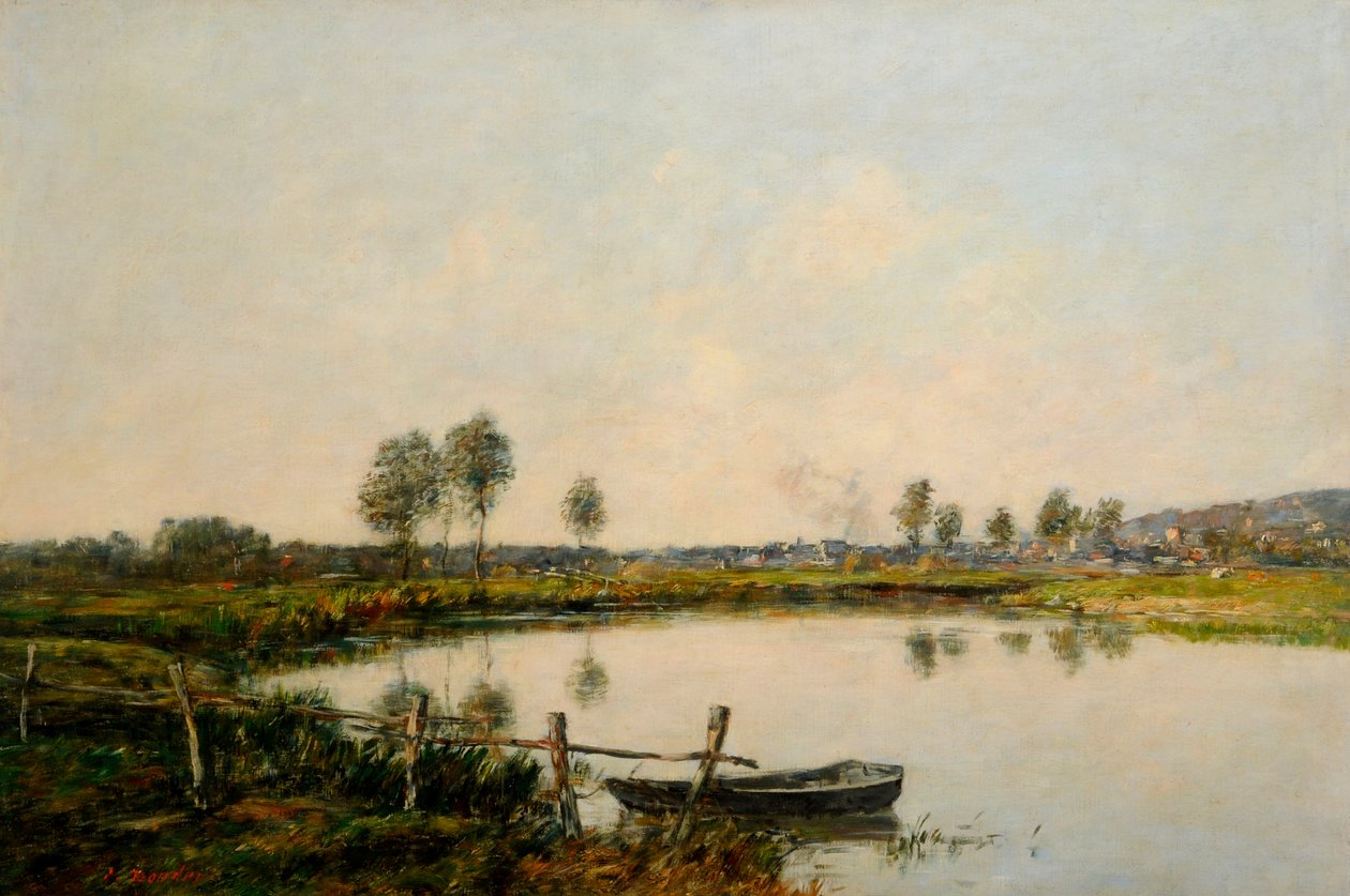 The Water Meadows em Deauville, França (óleo sobre tela) de Eugene Louis Boudin