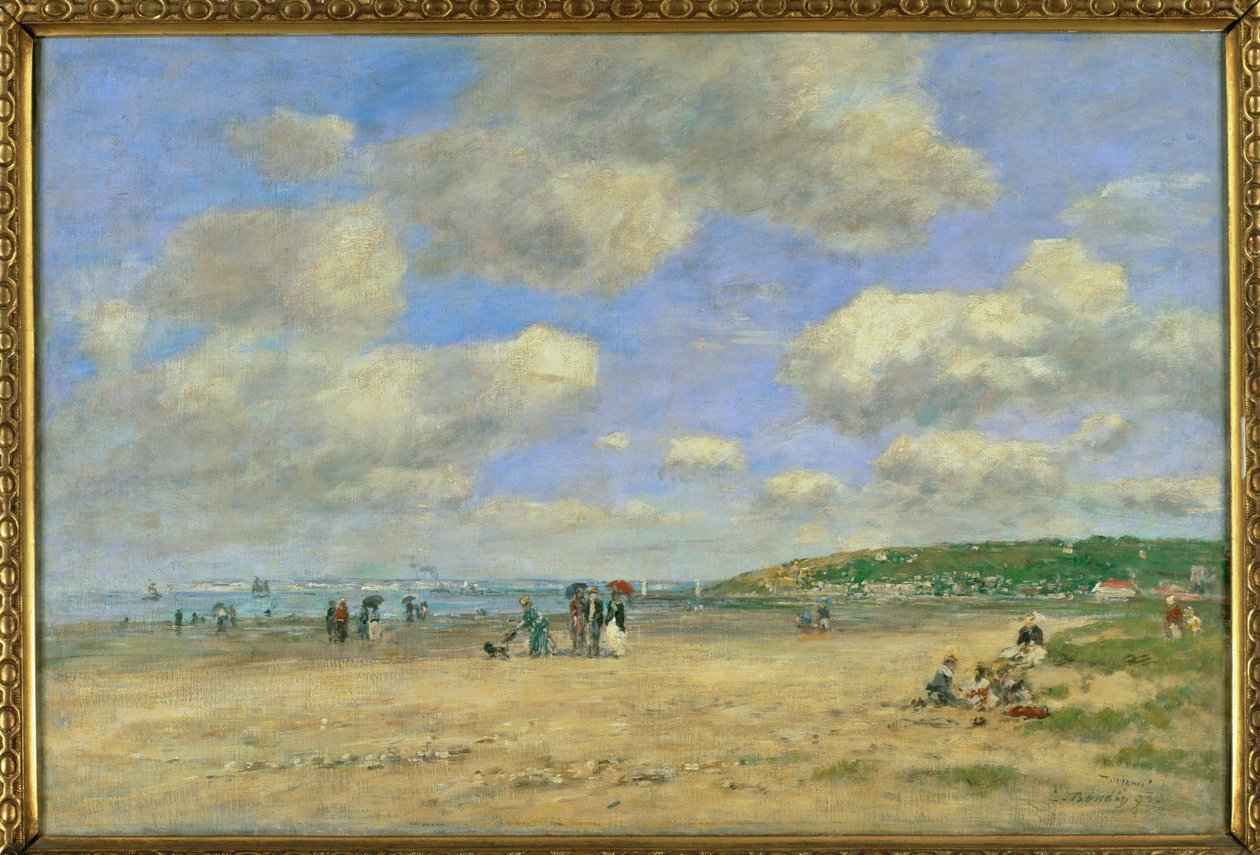 A praia de Tourgeville-les-sablons (pintura sobre tela) de Eugene Louis Boudin