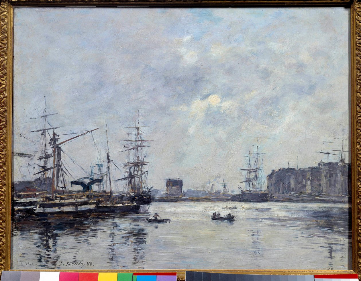 O porto da bacia do Havre do bar. Pintura de Eugene Louis Boudin (1824-1898) de Eugene Louis Boudin