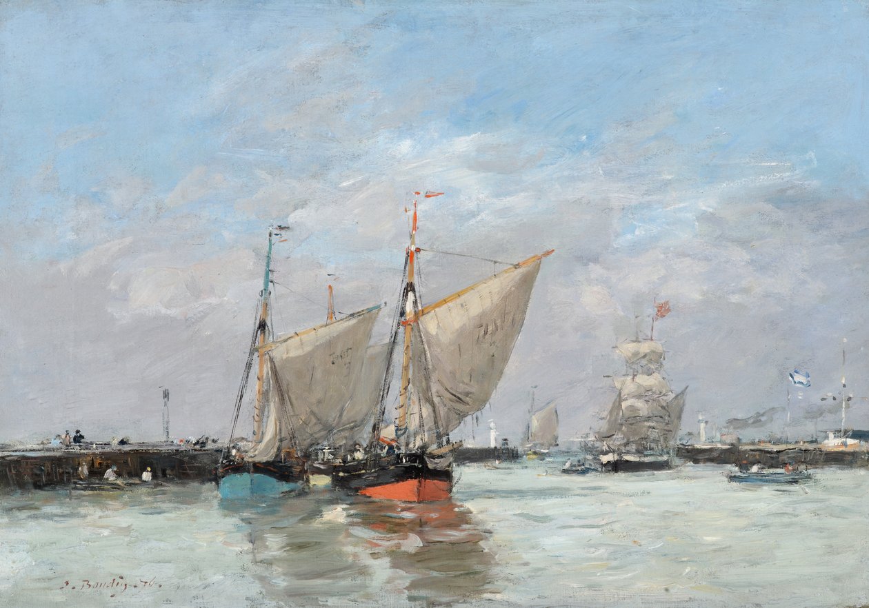 Trouville, os molhes, maré alta, 1876 de Eugene Louis Boudin