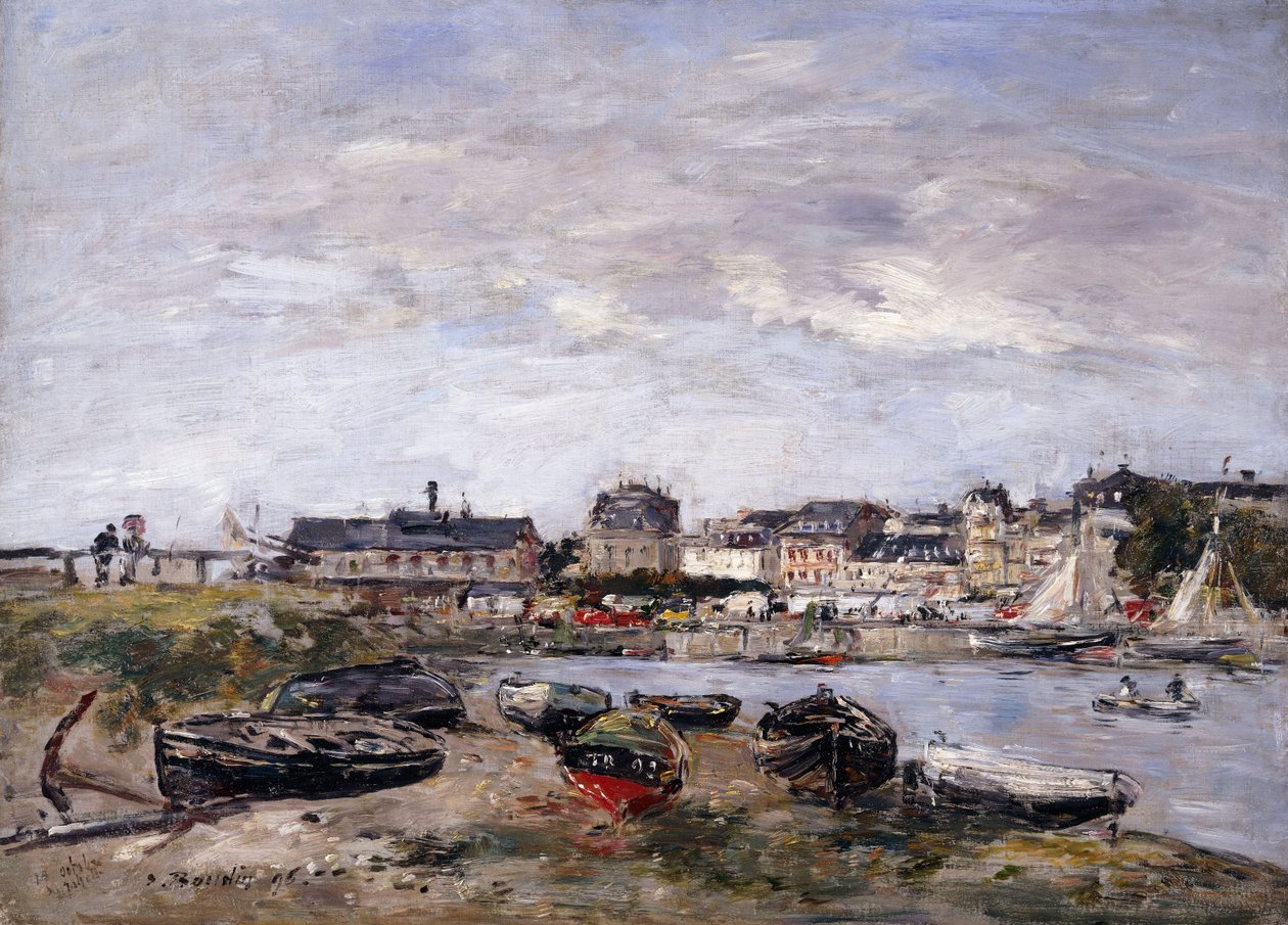 Trouville: vista para Deauville no dia do mercado; Trouville: Vista tirada de Deauville, um Walking Day, 1895 de Eugene Louis Boudin