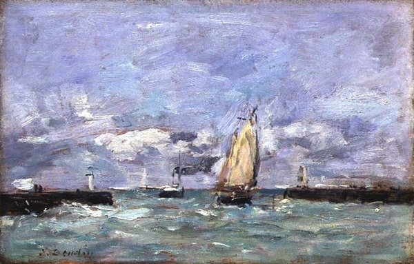 Trouville, c.1885-90 (óleo sobre painel) de Eugene Louis Boudin