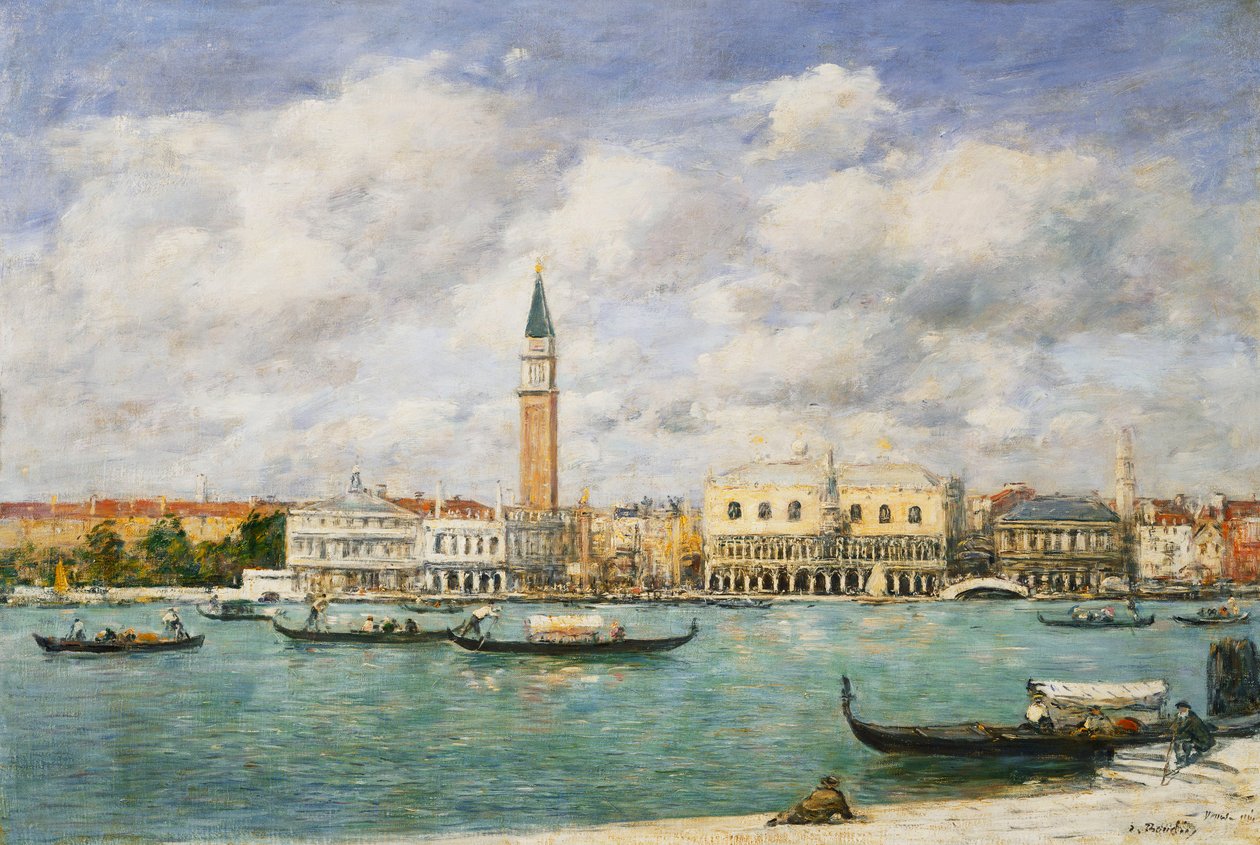 Veneza, Campanile, vista de São Marcos sobre o canal de San Giorgio; Veneza, Le Campanile, vista sobre o canal San Marco, tirada de San Giorgio, 1895 de Eugene Louis Boudin