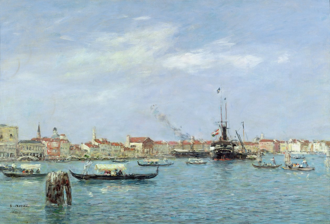 Veneza, o Grande Canal, navio a vapor austríaca, 1895 de Eugene Louis Boudin