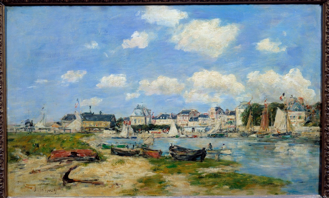 Vista da Praia de Trouville Pintura de Eugene Louis Boudin (1824-1898) 1864 Sol. 0,37x0,58 m Lyon, Musee des Beaux Arts de Eugene Louis Boudin