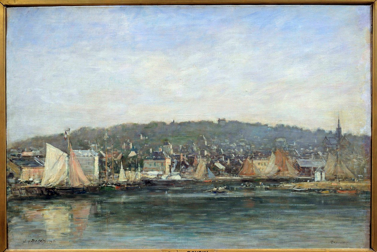 Vista do porto de Trouville Pintura de Eugene Louis Boudin de Eugene Louis Boudin