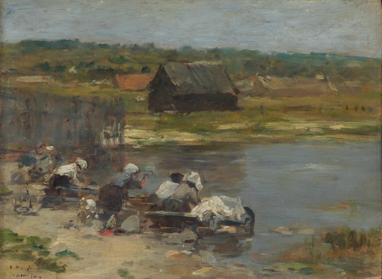 Lavadeiras à beira da lagoa de Eugene Louis Boudin