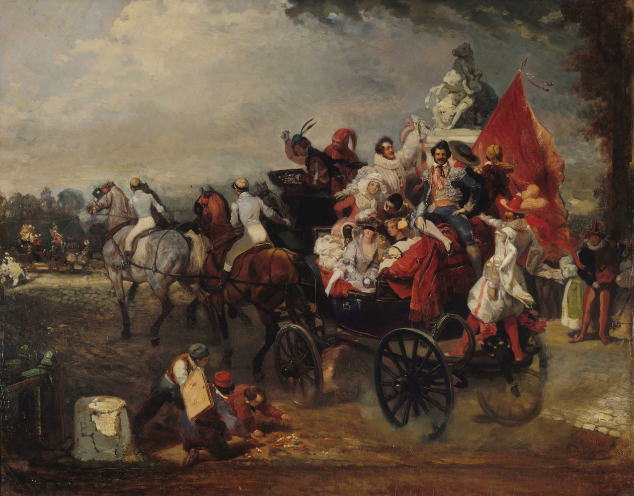 Cena de carnaval, Place de la Concorde, 1834. de Eugene Louis Lami
