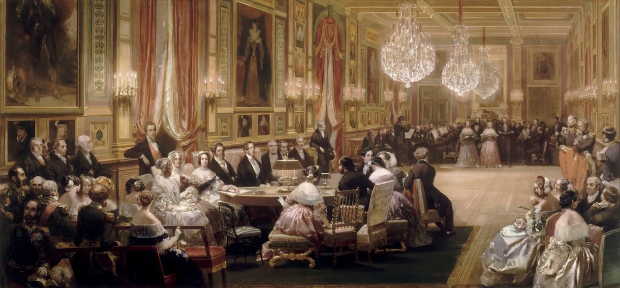 Concerto na Galerie des Guise no Chateau d&39;Eu, em 4 de setembro de 1843 de Eugene Louis Lami