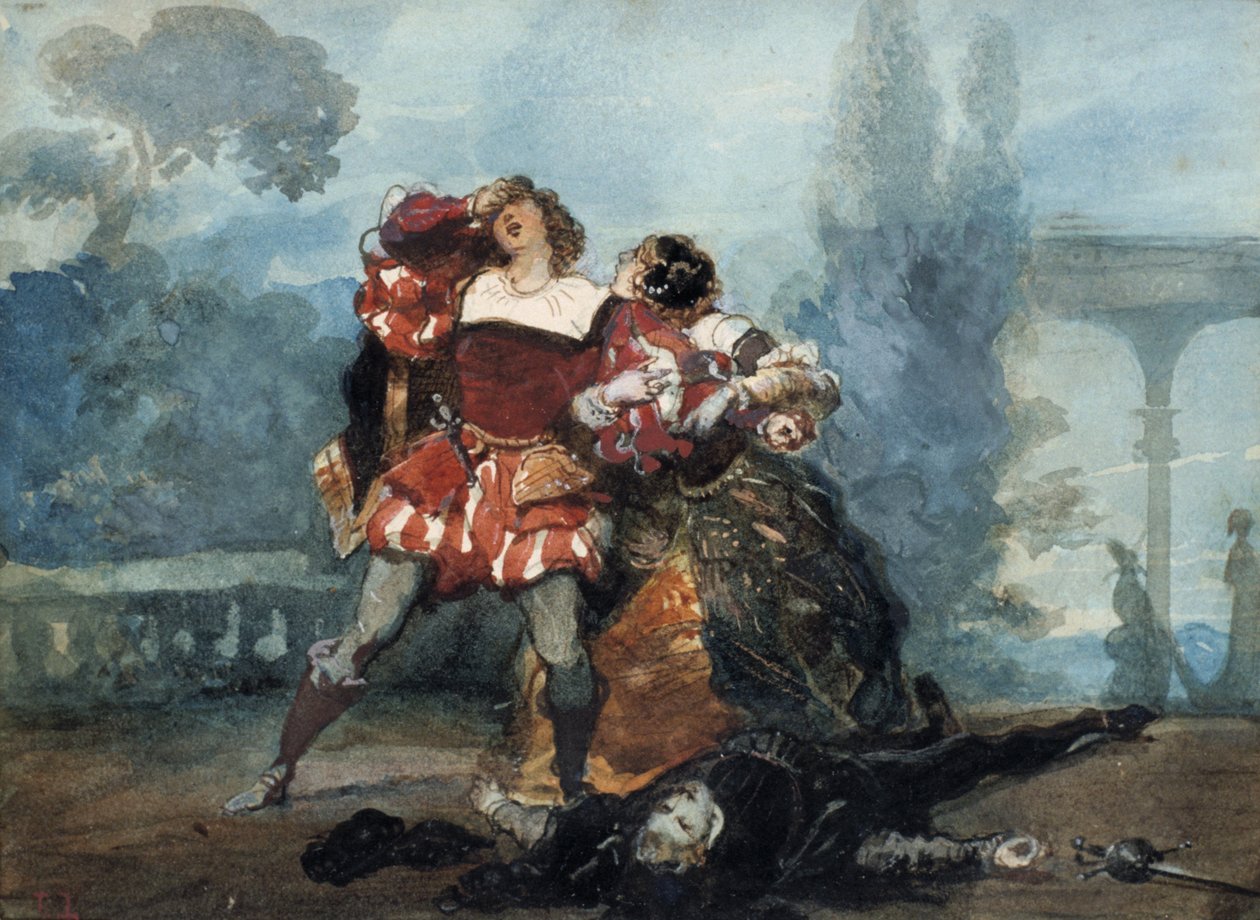 Ilustração para a peça Caprichos de Marianne, 1851 de Eugene Louis Lami