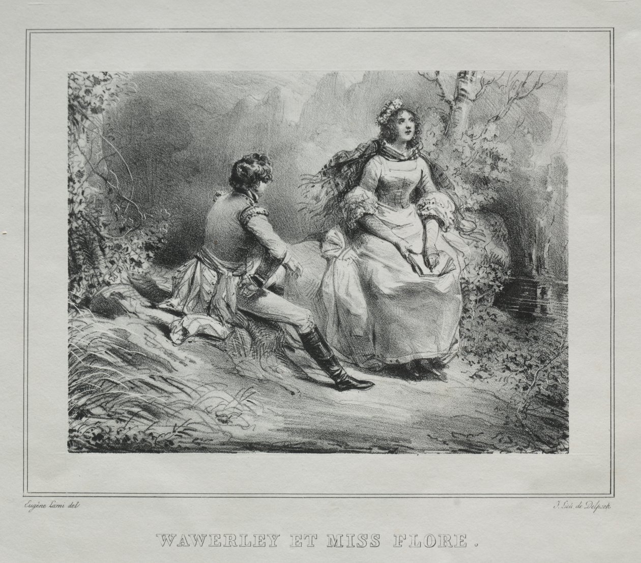 Vistas pitorescas da Escócia: Waverly e Miss Flora de Eugene Louis Lami