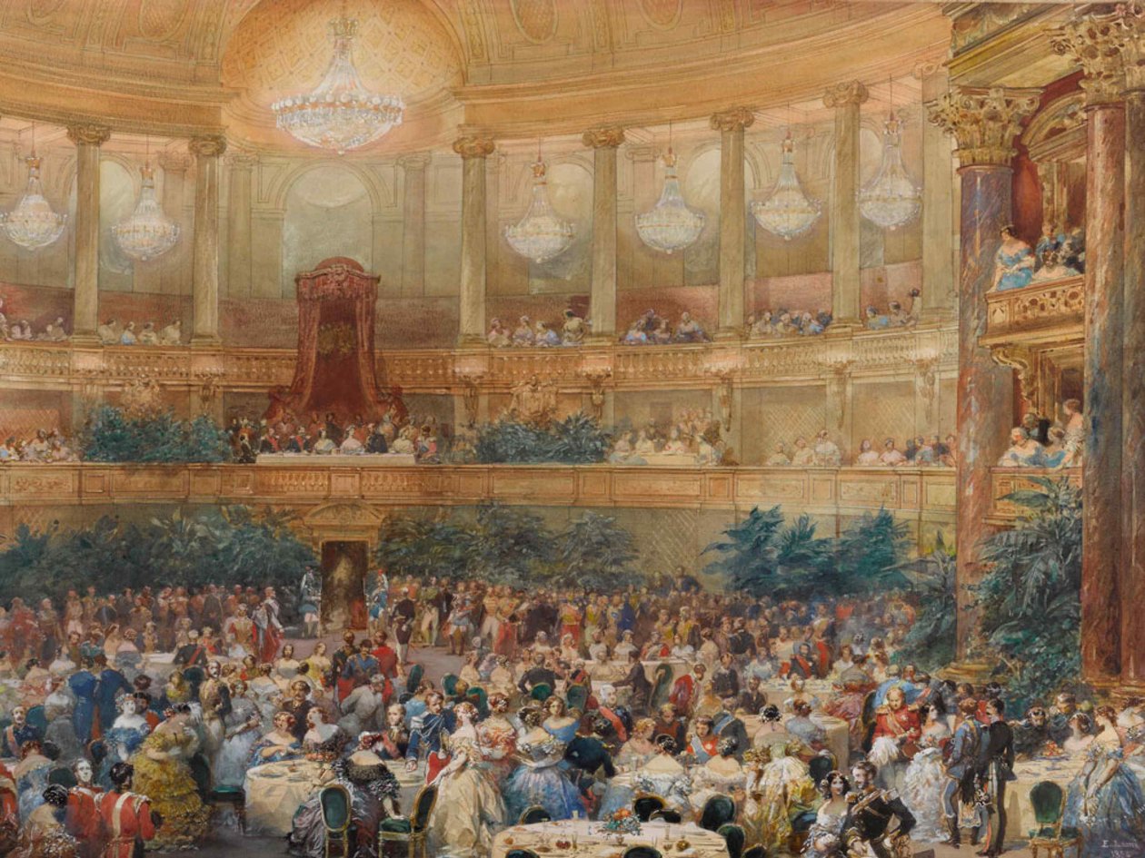 O jantar em Versalhes na presença de Napoleão III, 1854. de Eugene Louis Lami