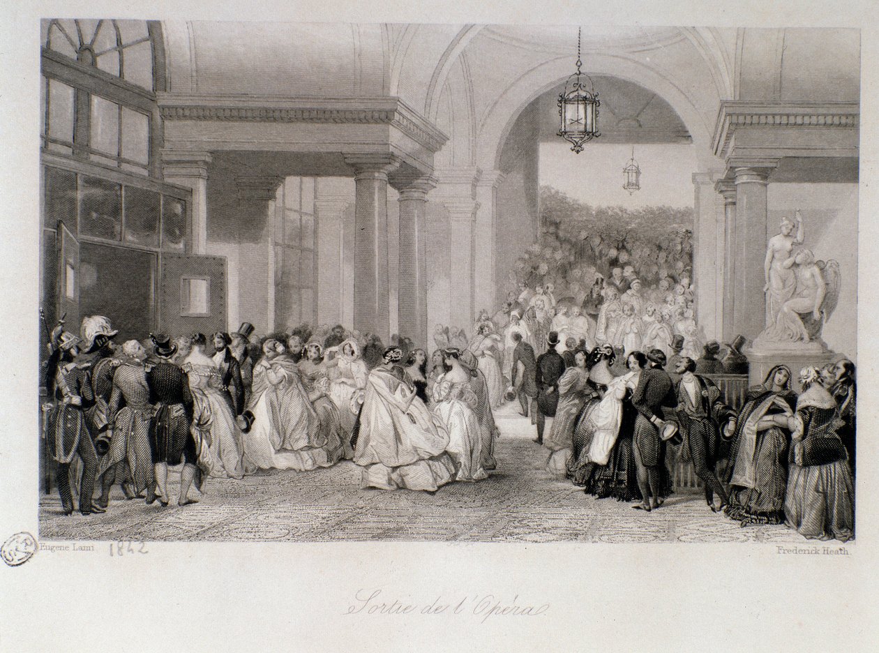O público tem o lançamento da Ópera em Paris. Gravura de Eugene Louis Lami (1800-1890) 1842 Coleção particular de Eugene Louis Lami