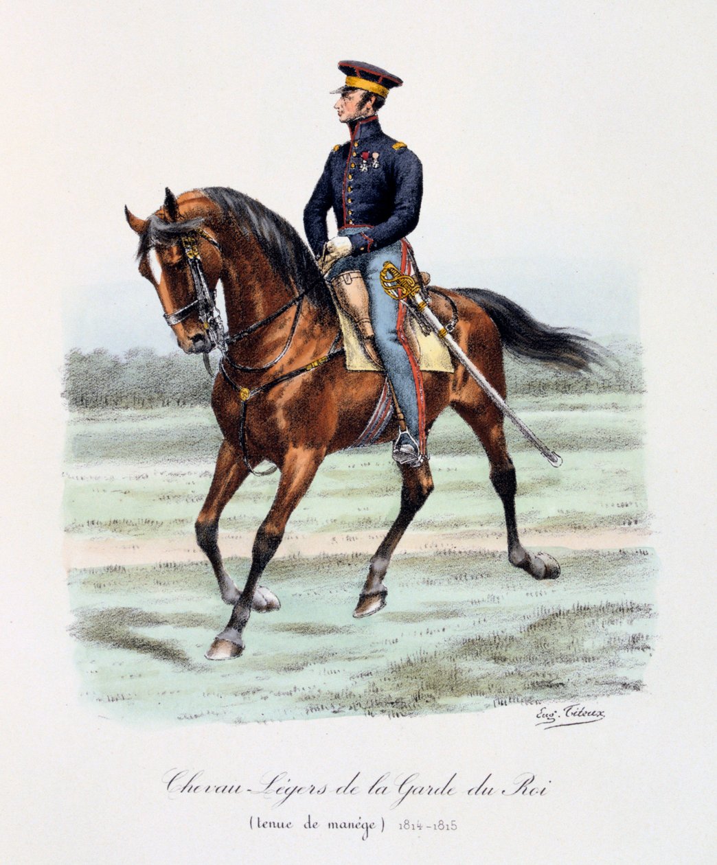Cavalos leves da guarda do rei, roupa de carrossel, 1814-15 de Eugene Titeux