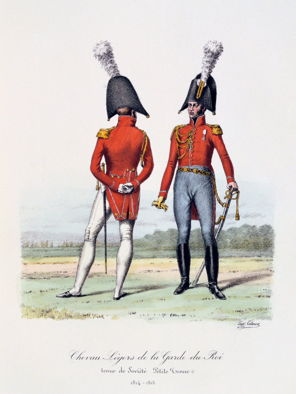 Chevau-Légers da guarda do rei, Tenue de Socièté e Petite Tenue, 1814-15 de Eugene Titeux