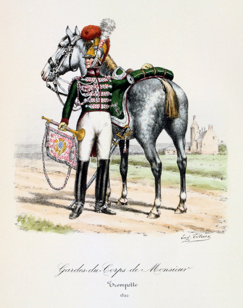 Guarda-costas de Monsieur, trompetista, 1820 de Eugene Titeux