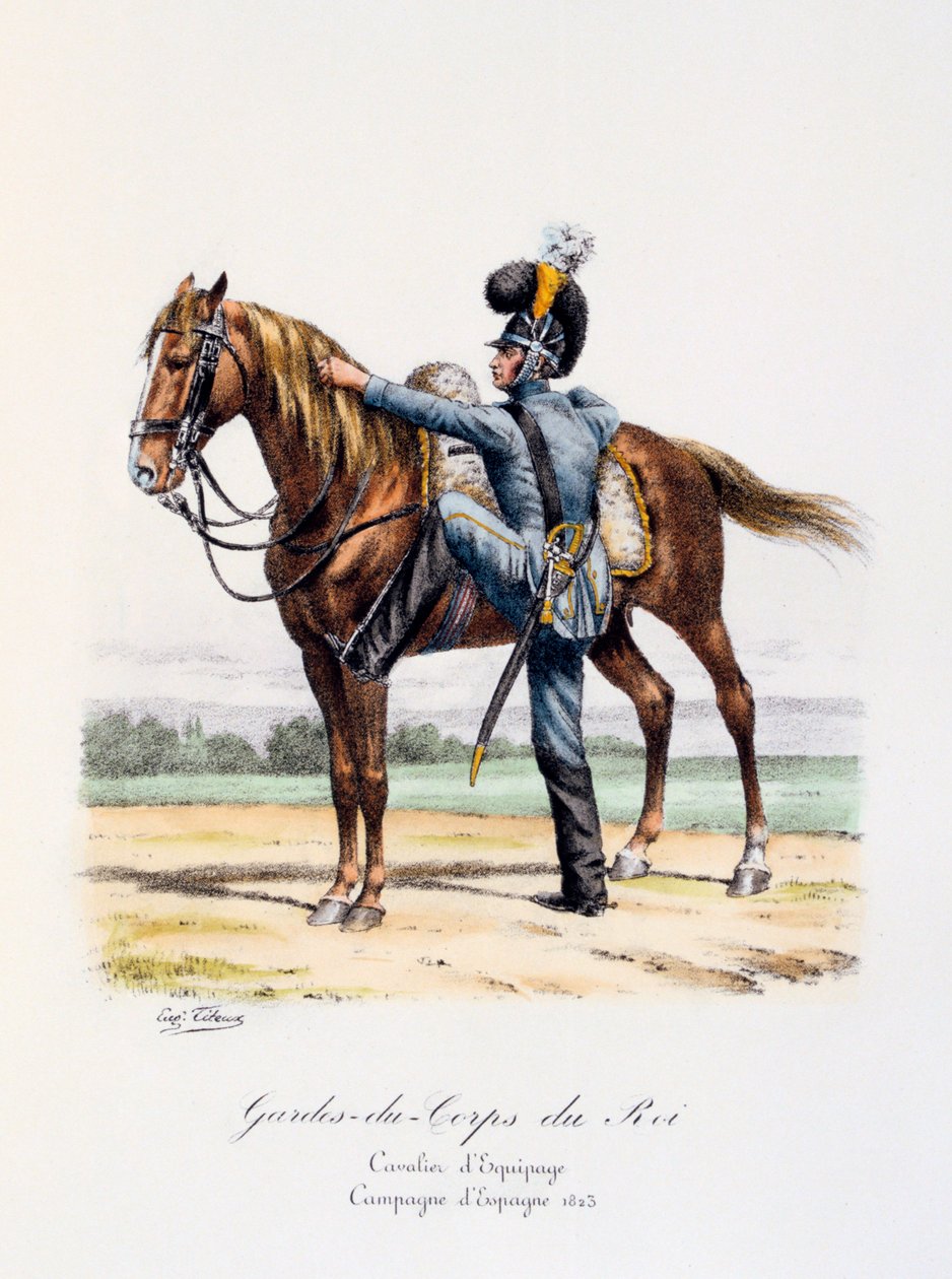 Guarda-costas do rei, cavaleiro da tripulação, campanha espanhola, 1823 de Eugene Titeux