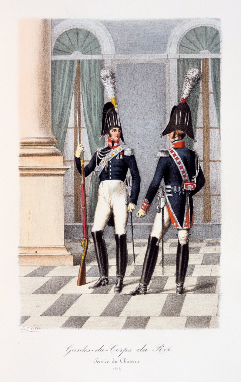 Guarda-costas do rei, serviço do castelo, 1814 de Eugene Titeux