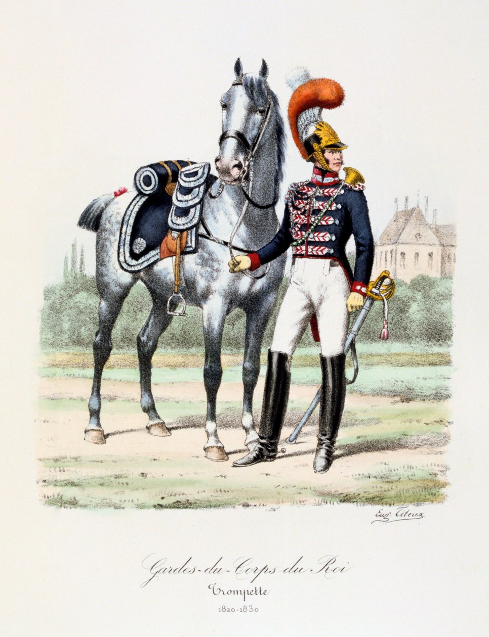 Guarda-costas do rei, trompetista, c1820-30 de Eugene Titeux