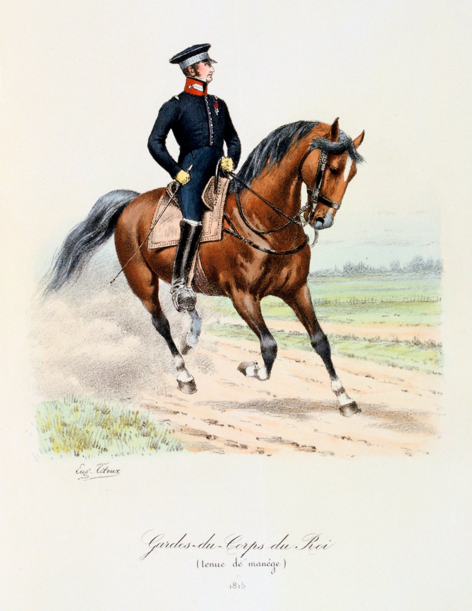 Guarda-costas do rei, equipamento de equitação, 1815 de Eugene Titeux