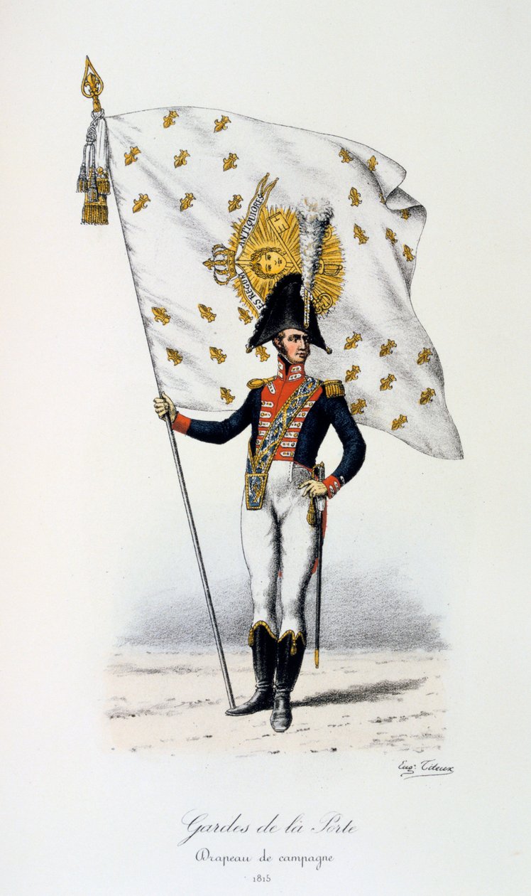 Guardas do portão, bandeira da campanha, 1815 de Eugene Titeux
