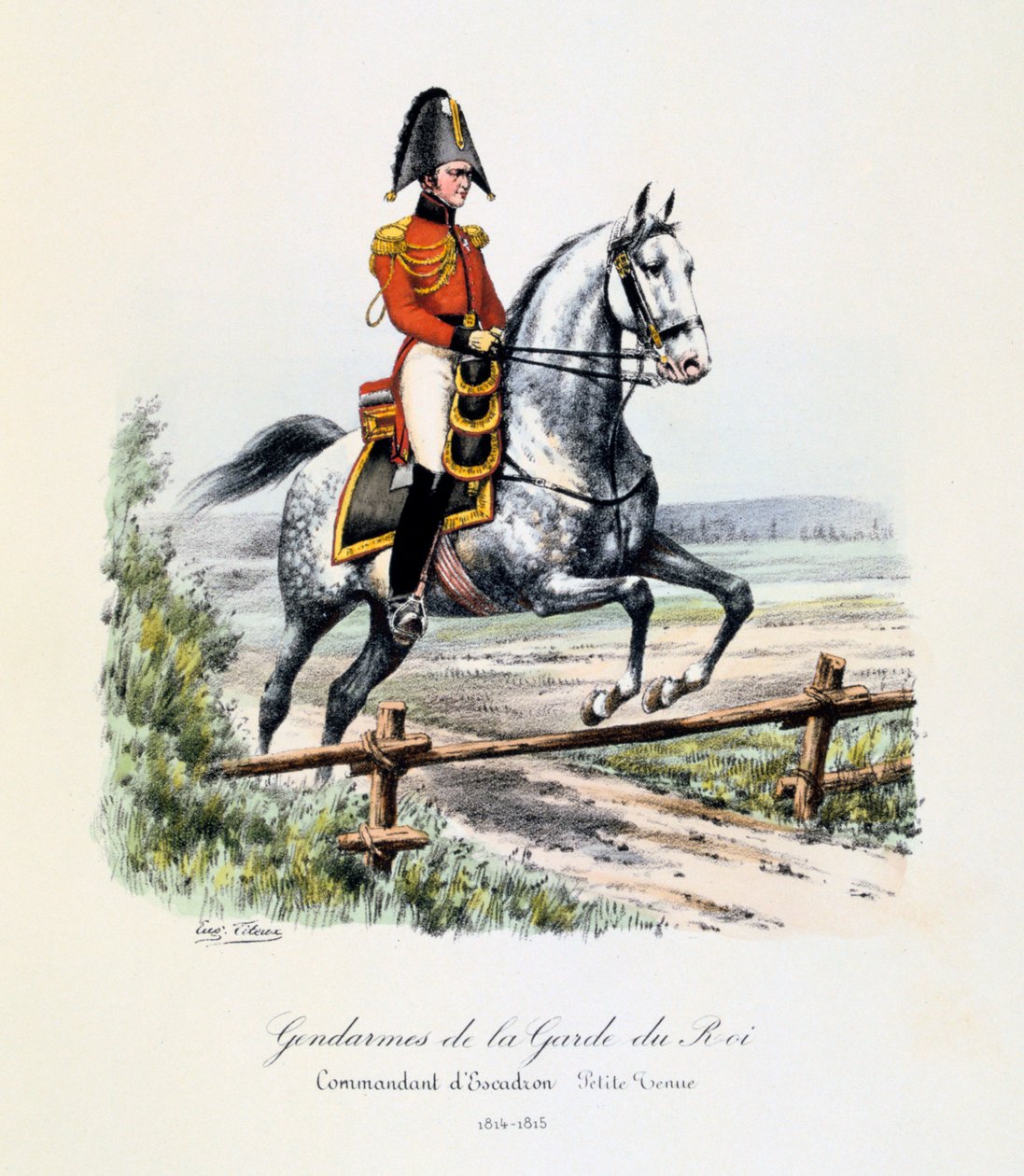 Gendarmes da guarda do rei, comandante de esquadrão, equipamento pequeno, 1814-15 de Eugene Titeux
