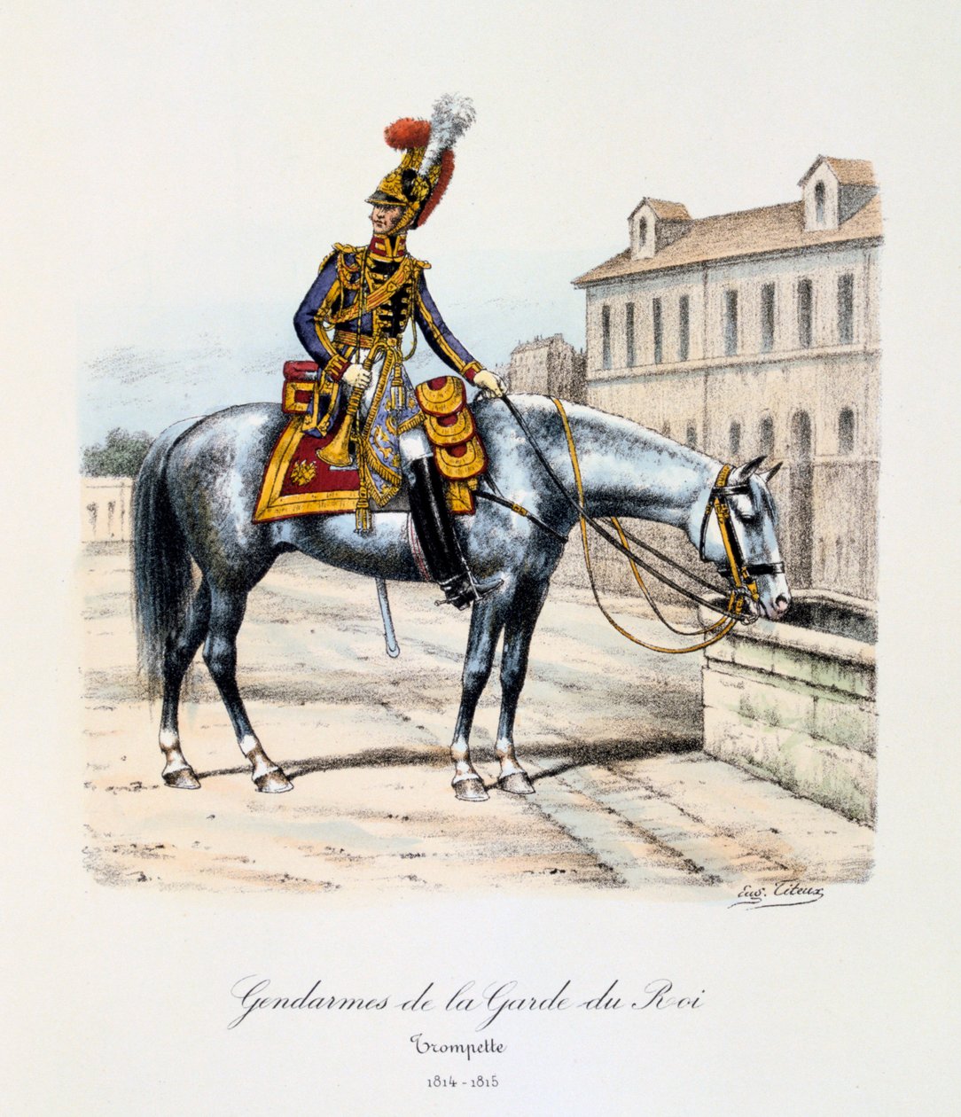 Policiais da Guarda do Rei, trompetista, 1814-15 de Eugene Titeux