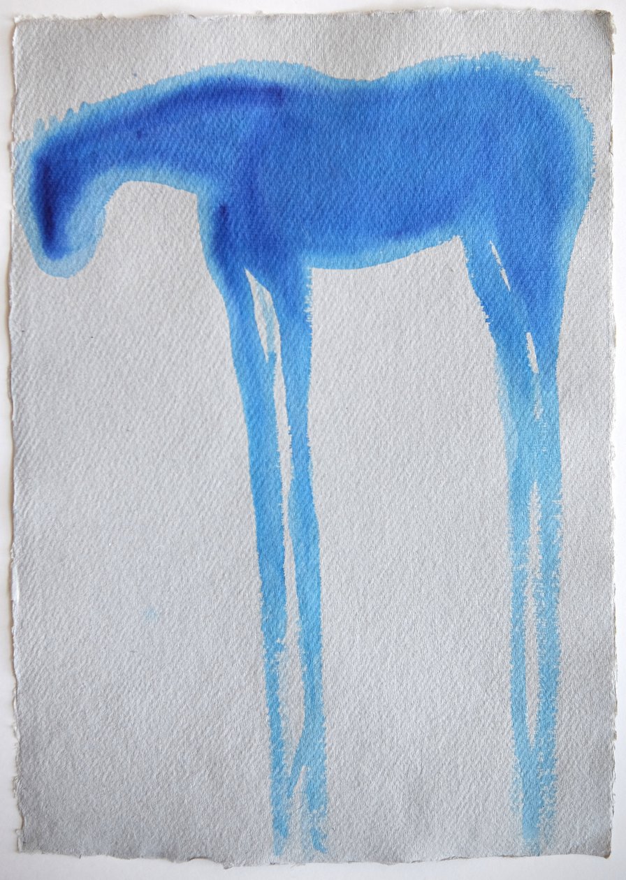 Cavalo Azul1, 2023 (pigmentos, papel feito à mão) de Eugenie Vronskaya