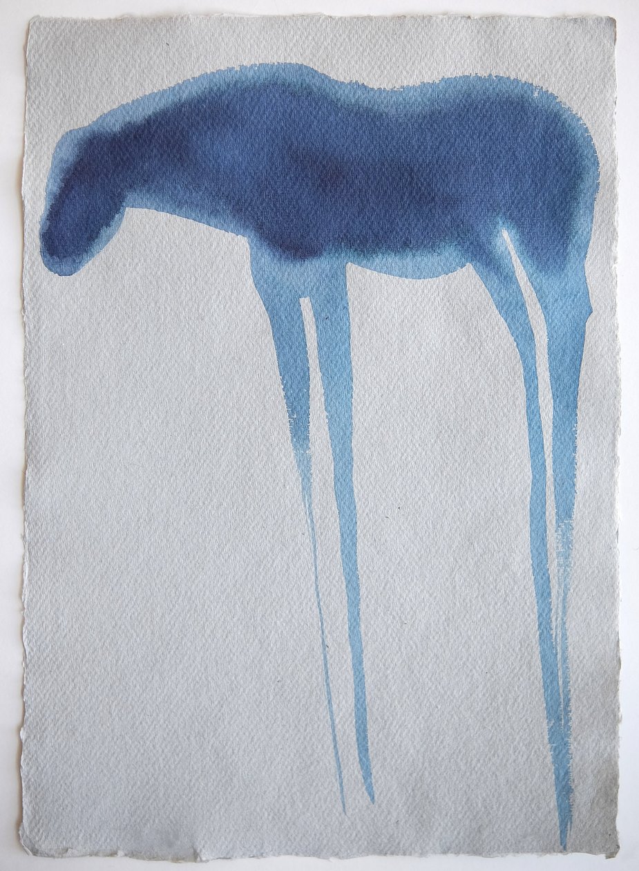 Cavalo Azul2, 2023 (pigmento, papel feito à mão) de Eugenie Vronskaya