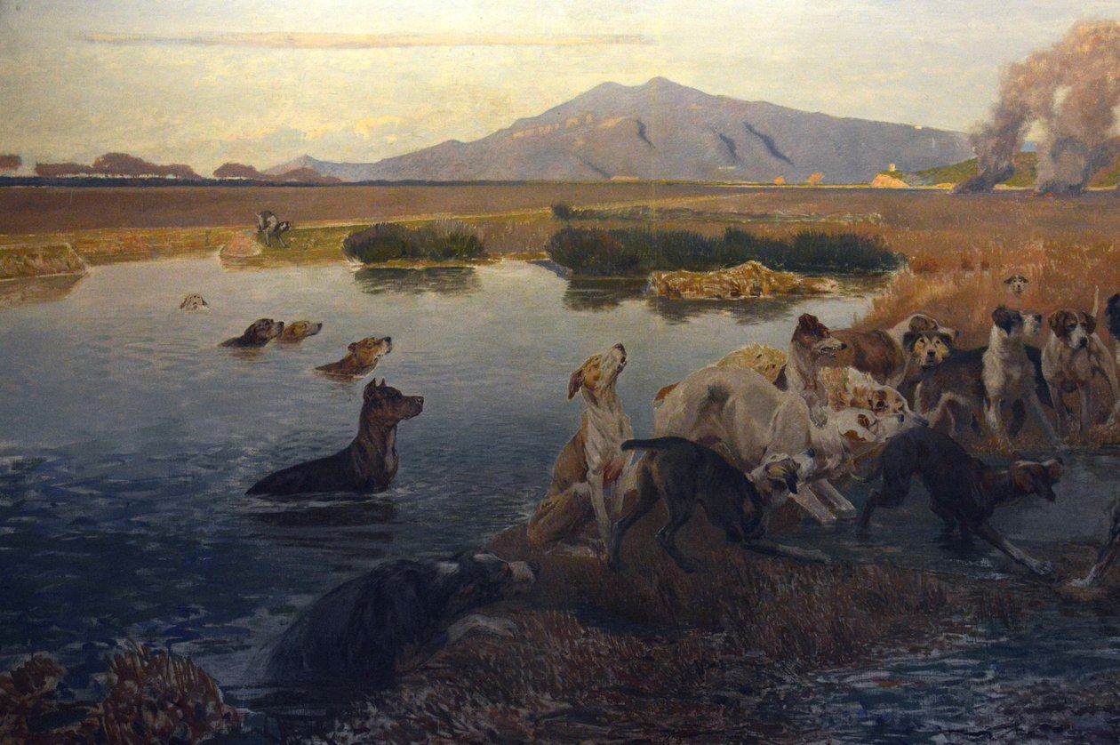 A caça ao javali nos pântanos de Burano (detalhe 2) de Eugenio Cecconi