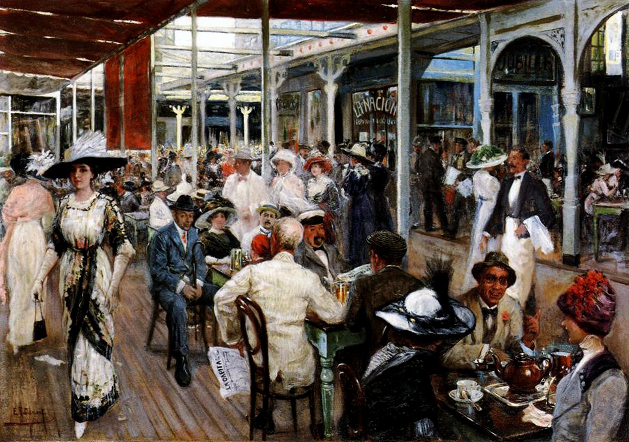 O terraço de um café, Mar del Plata, Argentina, 1912 de Eugenio Alvarez Dumont