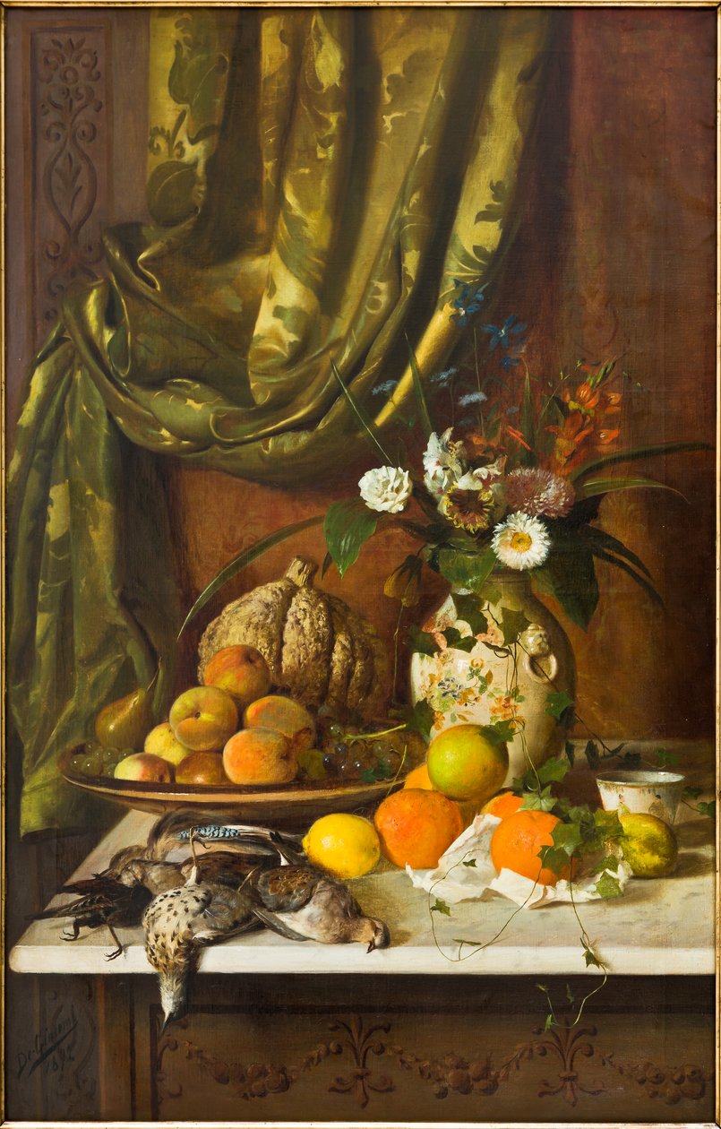 Flores, Frutas e Caça (óleo sobre tela) de Eugenio De Giacomi