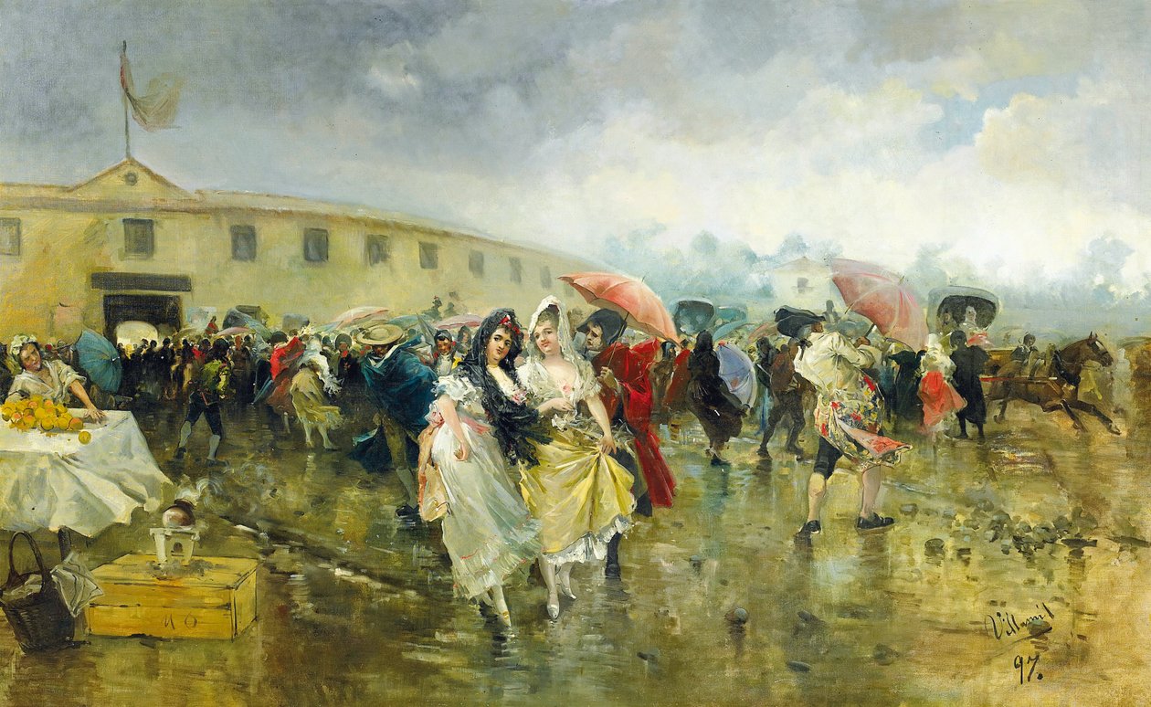 Fora da Plaza de Toros, Madri, 1897 de Eugenio Lucas Villamil