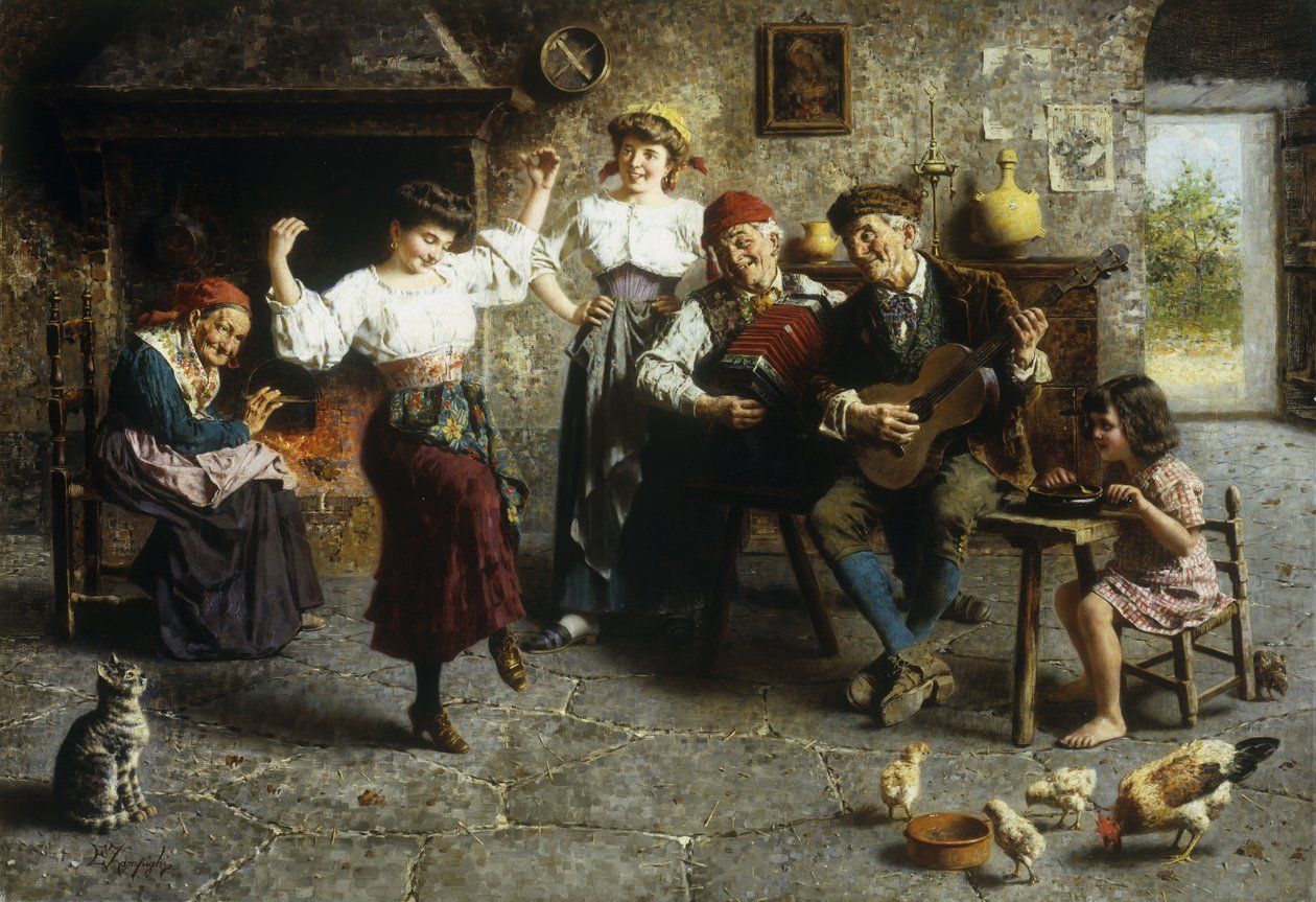 A Fine Step (óleo sobre tela) de Eugenio Zampighi